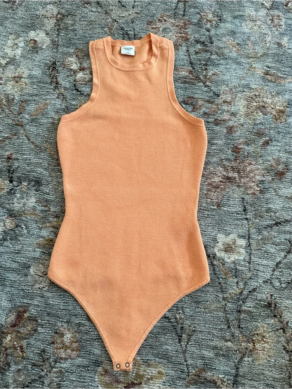 Abercrombie & Fitch Peach Scuba Neck Knit Bodysuit
